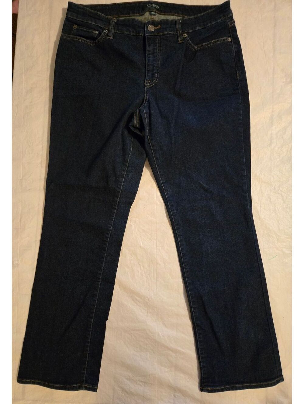 Lauren Ralph Lauren Modern Straight Curvy Jeans Women's 14W Dark Wash
